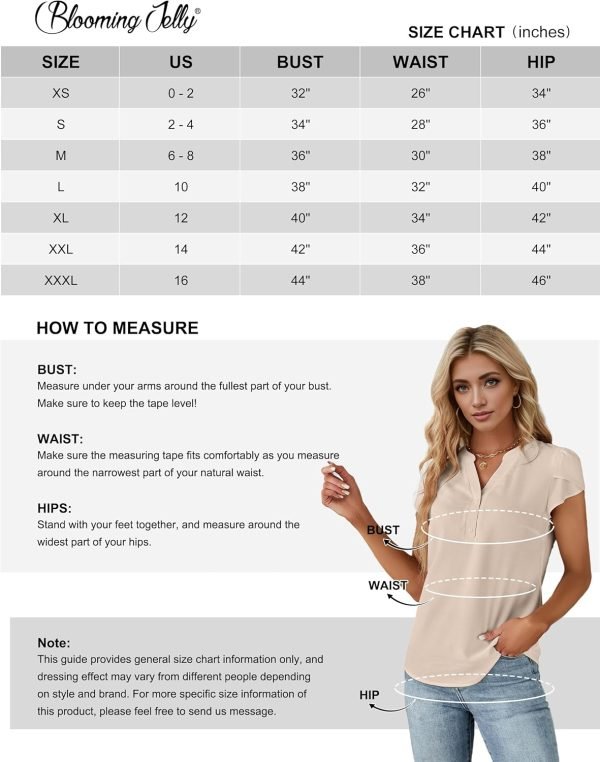 Womens Dressy Casual Tops Business Casual Cap Sleeve Work Blouses Chiffon V Neck Button Down Shirts