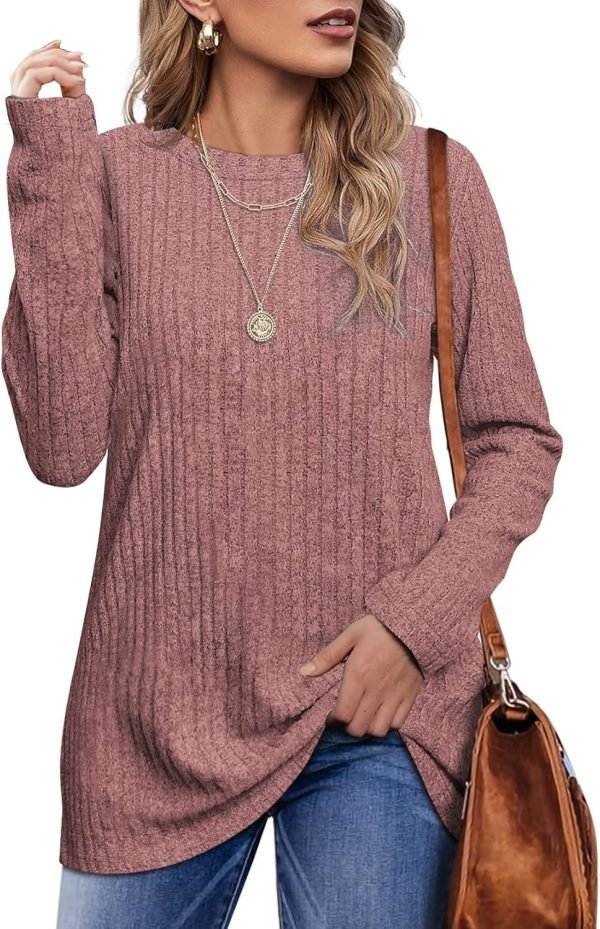 Long Sleeve Shirts for Women Lightweight Crew Neck Casual Tunic Tops