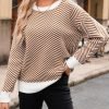 81fPWMF7RhL._AC_SL1500 Women's Crewneck Cute Sweaters 2024 Striped Colorblock Fall Winter Knitted Pullover Tops