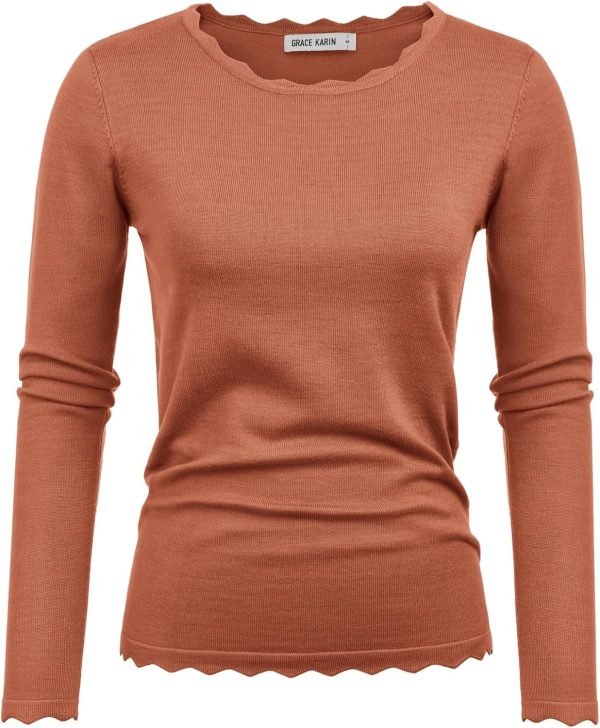 Women's High Stretchy Long Sleeve Pullover Sweater Blouse Top