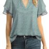 Womens Dressy Chiffon Blouses Summer Puff Petal Short Sleeve Shirts V Neck Casual Work Tops