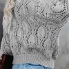 Fall Sweaters Round Neck Crochet Hollow Out Cute Winter Pullover Sweaters for Women Trendy 2024
