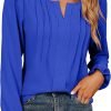 Womens Tops Dressy Casual Long Sleeve Shirts V Neck Chiffon Blouses Fall Clothes 2024