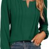 Womens Tops Dressy Casual Long Sleeve Shirts V Neck Chiffon Blouses Fall Clothes 2024
