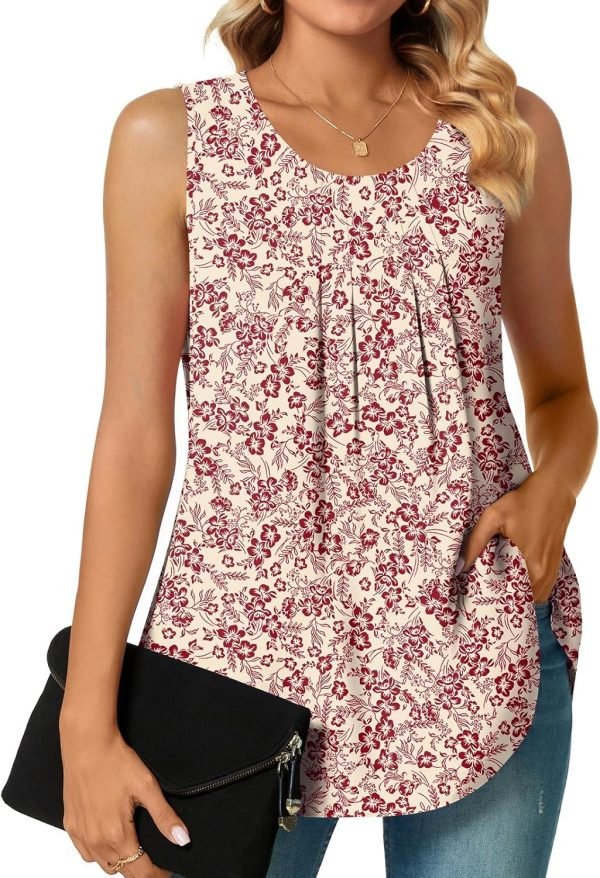 Women's Dressy Chiffon Blouses Crew Neck Sleeveless Tunic Tops Office Cute Work Shirts 2024 Summer Casual Tank Tops