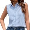 81j5Qu3YgfL._AC_SL1500 Womens Sleeveless Button Down Shirt Classic Collared Blouse Basic Tank Tops Work Office Chiffon Tops