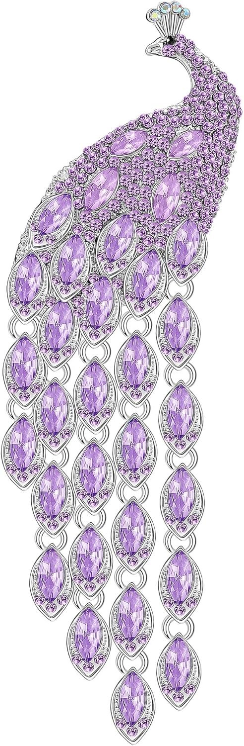 Rhinestone Peacock Tassel Brooch Pins for Women Fashion