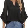 Women's 3/4 Sleeve Tops Dressy Casual Business Work Blouses Chiffon Office Shirts