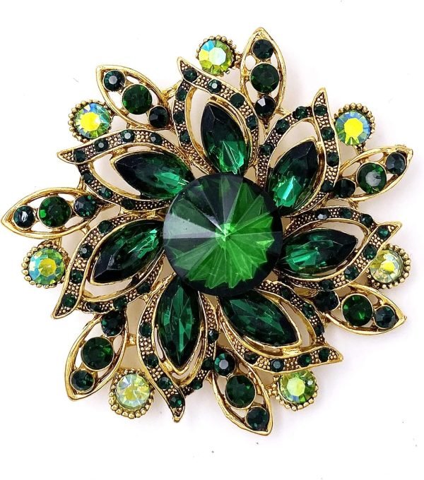 Vintage Women's Austrian Crystal Elegant Flower Brooch Wedding Broach Pin