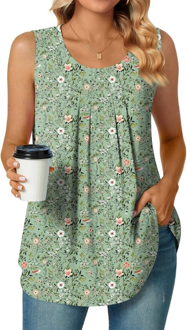 Women's Dressy Chiffon Blouses Crew Neck Sleeveless Tunic Tops Office Cute Work Shirts 2024 Summer Casual Tank Tops