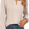 Womens Tops Dressy Casual Long Sleeve Shirts V Neck Chiffon Blouses Fall Clothes 2024