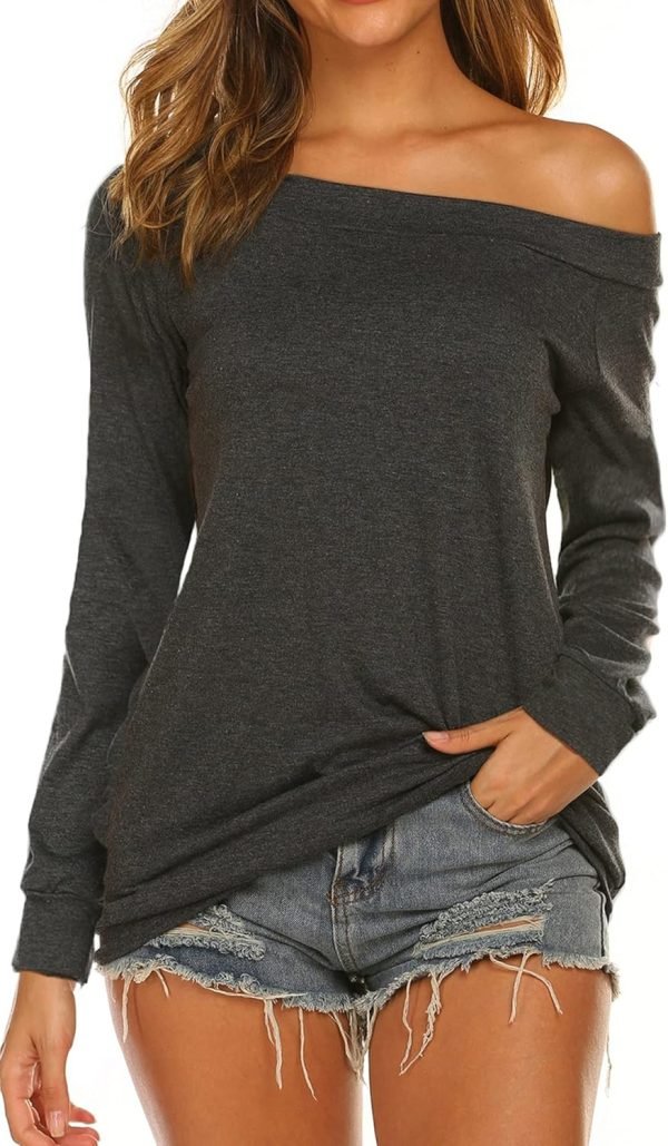 81stgdxL8NL._AC_SL1500 Women's Long Sleeve Boat Neck Off Shoulder Blouse Tops