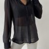 81tENNLBdcL._AC_SL1500 Women's Sheer Mesh Button Up Shirt Long Sleeve See Through Blouse