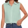 81tPiDM_qDL._AC_SL1500 Womens Sleeveless Button Down Shirt Classic Collared Blouse Basic Tank Tops Work Office Chiffon Tops