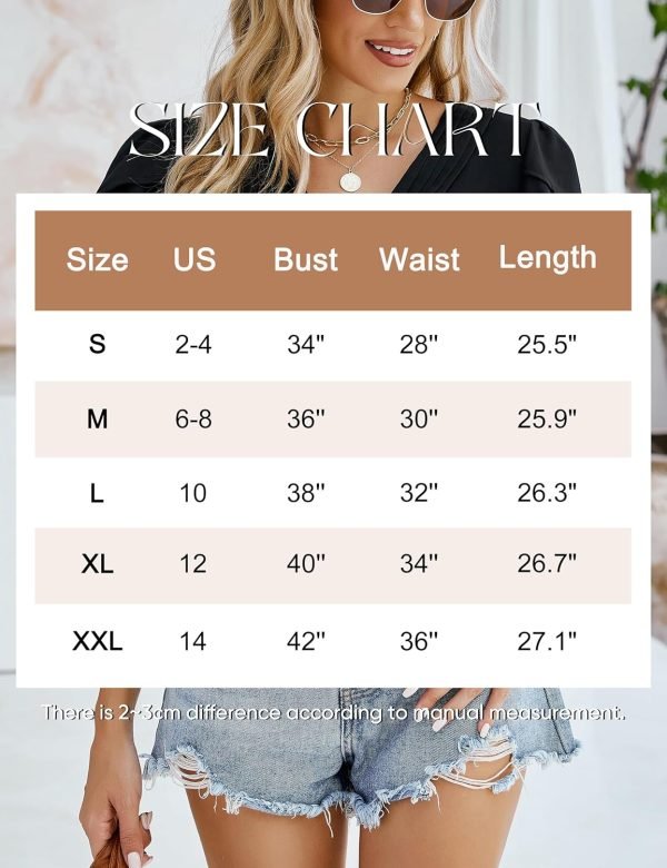 Womens Tops Dressy Casual V Neck Ruffle Short Sleeve Blouse Business Casual Tops Chiffon Flowy Shirt Cute Summer Tops