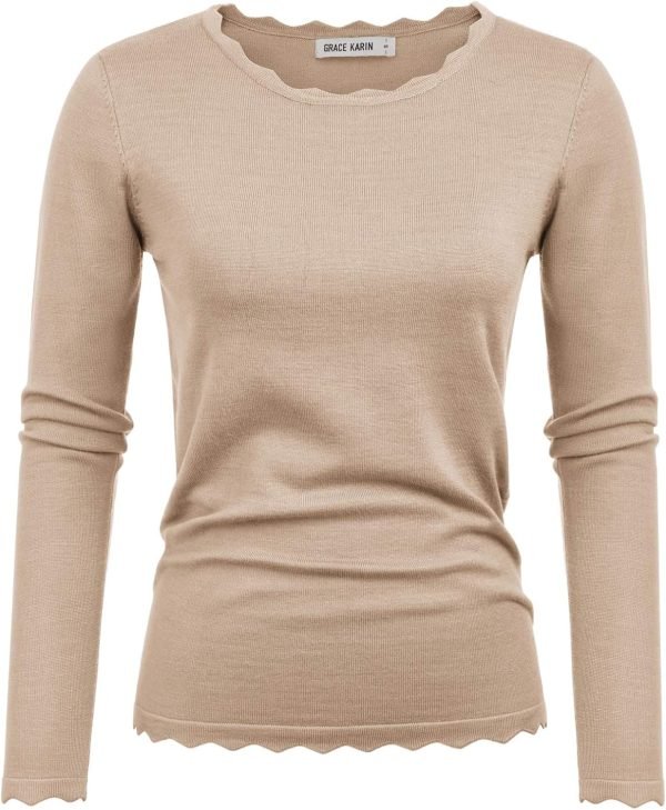 Women's High Stretchy Long Sleeve Pullover Sweater Blouse Top