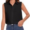 81w7JvtEuaL._AC_SL1500 Womens Sleeveless Button Down Shirt Classic Collared Blouse Basic Tank Tops Work Office Chiffon Tops