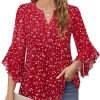 Women's 3/4 Sleeve Tops Dressy Casual Business Work Blouses Chiffon Office Shirts