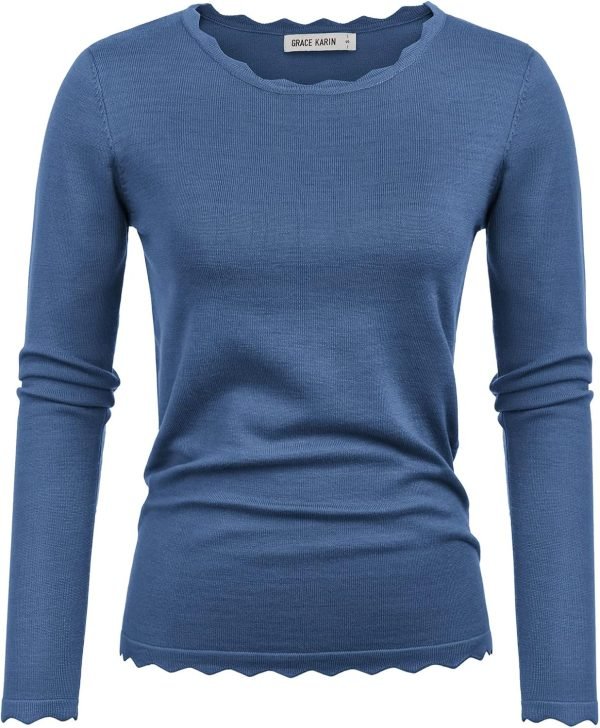 Women's High Stretchy Long Sleeve Pullover Sweater Blouse Top