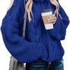 Womens 2024 Winter Fall Solid Turtleneck High Neck Balloon Long Sleeve Sweaters Pullover Outerwear