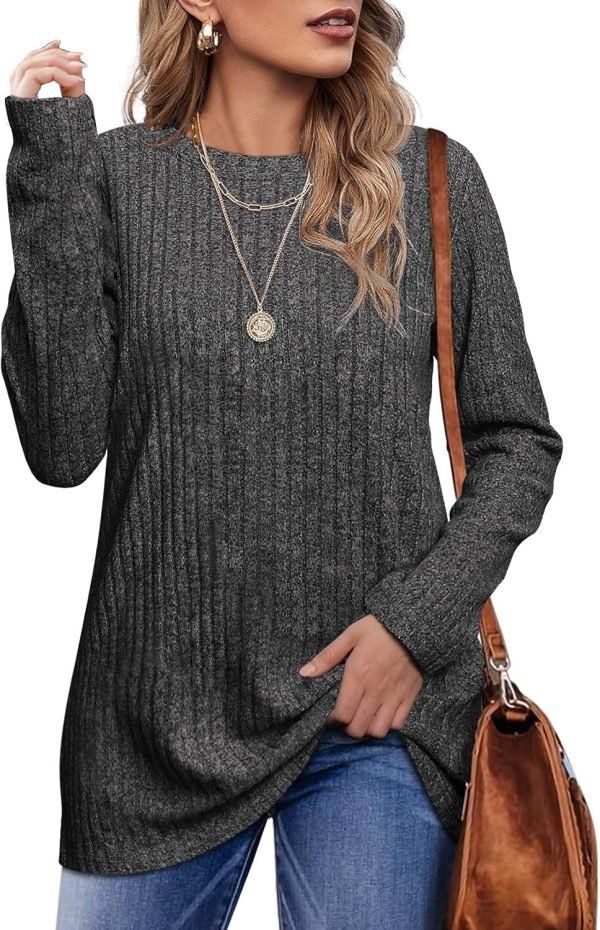 Long Sleeve Shirts for Women Lightweight Crew Neck Casual Tunic Tops