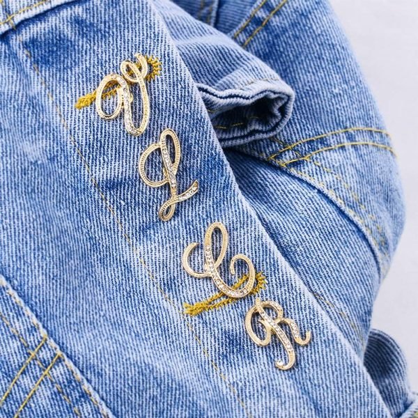Initial Letter Brooch Pin Small Lapel Pin Tie Tack Name Personalized Gifts for Women Men Gold A-Z
