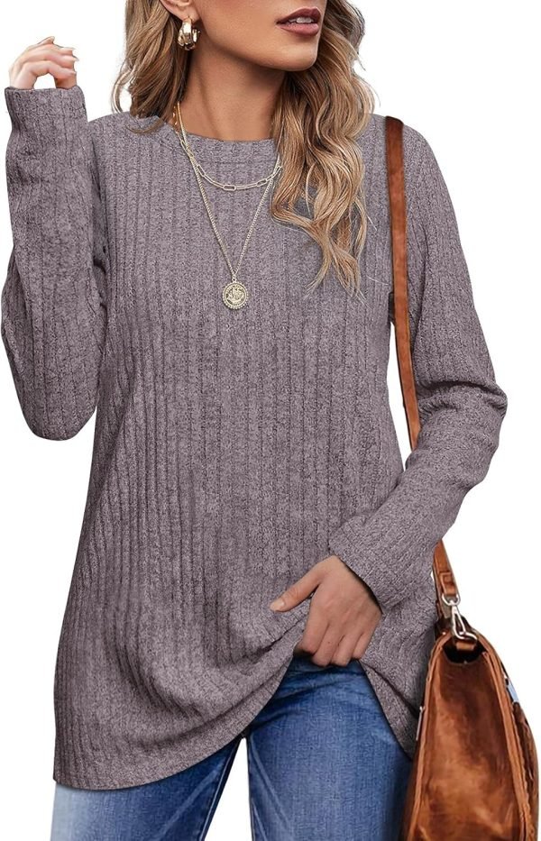 Long Sleeve Shirts for Women Lightweight Crew Neck Casual Tunic Tops