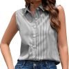 912rtYR9zCL._AC_SL1500 Womens Sleeveless Button Down Shirt Classic Collared Blouse Basic Tank Tops Work Office Chiffon Tops