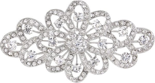 91DtjzfHw7L._AC_SL1500 4 Inch Flower Ribbon Brooch Clear Austrian Crystal