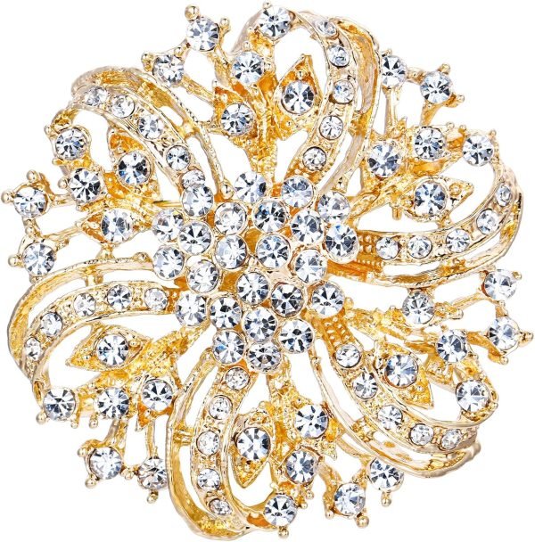 91I2IZ4hu0L._AC_SL1500 Austrian Crystal Vintage Inspired Bridal Flower Brooch Corsage