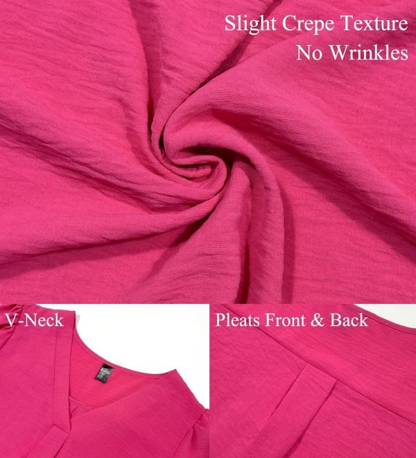 Women Dressy Casual Puff Short Sleeve Summer Tops V Neck Work Blouses