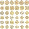 36 Pieces Clear Rhinestone Brooches for Crafts Crystal Flower Brooch Pins with Rhinestones Sliver Bulk Brooches Jewelry for Woman Flower Lapel Badge Pins DIY Wedding Bouquet Broaches Kit
