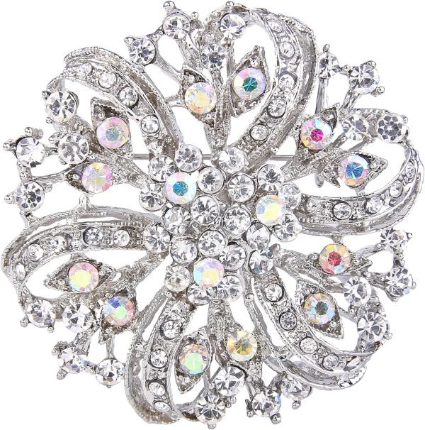 91mYzu7wKCL._AC_SL1500 Austrian Crystal Vintage Inspired Bridal Flower Brooch Corsage