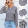 Women's Waffle Knit Tops Dressy Business Casual Blouses Lace Long Sleeve Work Shirts Fall Clothes